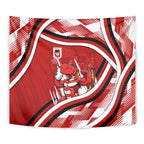 Dragons Rugby Mascot Tapestry Fierce Athlete Graphic in Sports Style