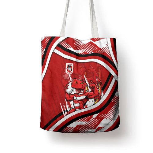 Dragons Rugby Mascot Tote Bag Fierce Athlete Graphic in Sports Style