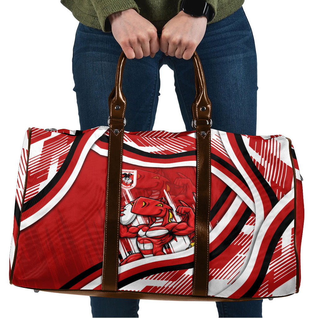 Dragons Rugby Mascot Travel Bag Fierce Athlete Graphic in Sports Style