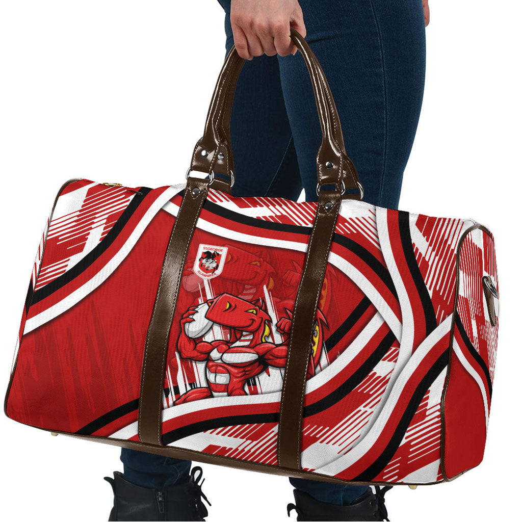 Dragons Rugby Mascot Travel Bag Fierce Athlete Graphic in Sports Style