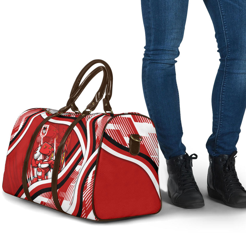 Dragons Rugby Mascot Travel Bag Fierce Athlete Graphic in Sports Style
