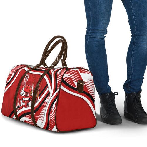 Dragons Rugby Mascot Travel Bag Fierce Athlete Graphic in Sports Style