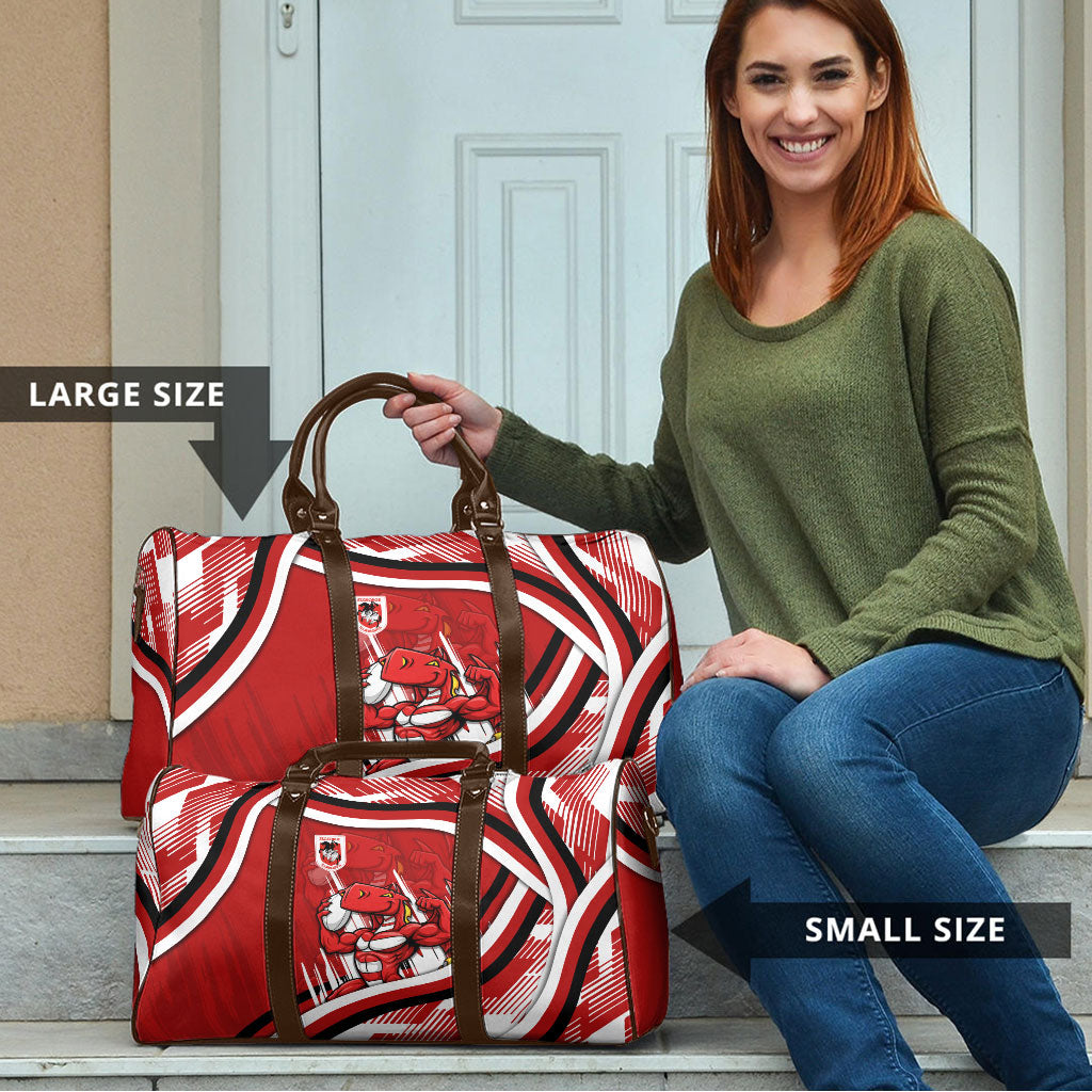 Dragons Rugby Mascot Travel Bag Fierce Athlete Graphic in Sports Style