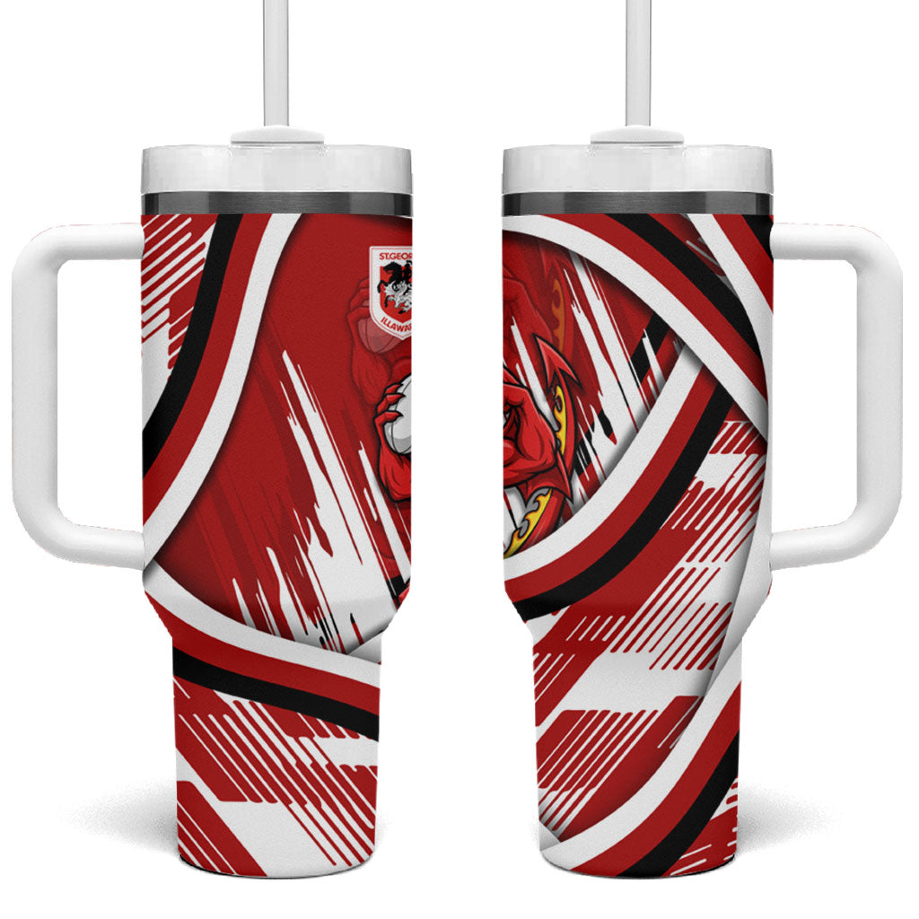 Dragons Rugby Mascot Tumbler With Handle Fierce Athlete Graphic in Sports Style