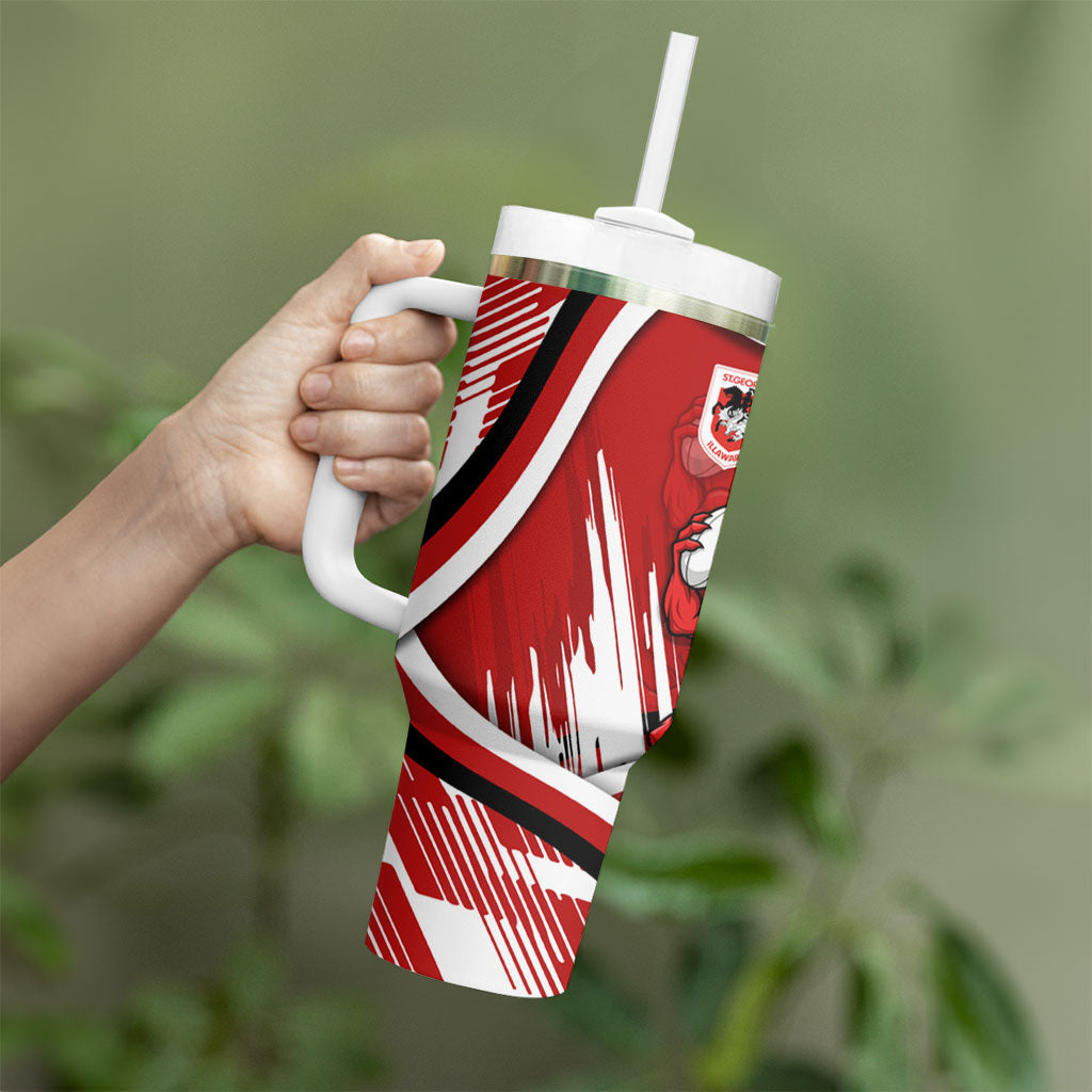 Dragons Rugby Mascot Tumbler With Handle Fierce Athlete Graphic in Sports Style