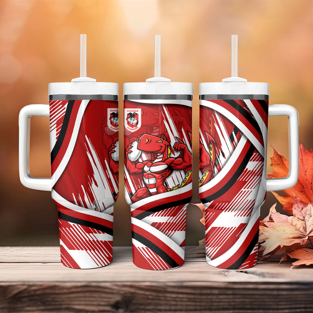 Dragons Rugby Mascot Tumbler With Handle Fierce Athlete Graphic in Sports Style