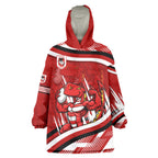 Dragons Rugby Mascot Wearable Blanket Hoodie Fierce Athlete Graphic in Sports Style