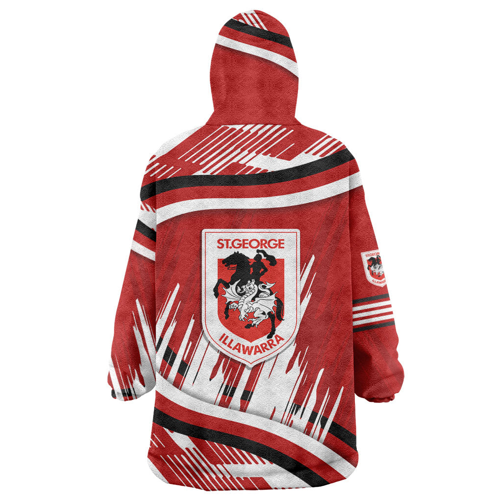 Dragons Rugby Mascot Wearable Blanket Hoodie Fierce Athlete Graphic in Sports Style