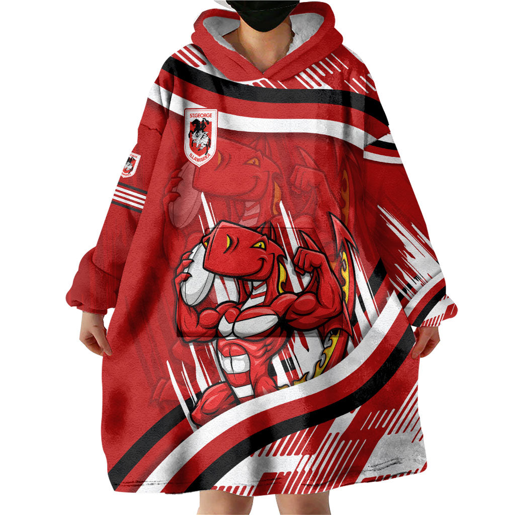 Dragons Rugby Mascot Wearable Blanket Hoodie Fierce Athlete Graphic in Sports Style