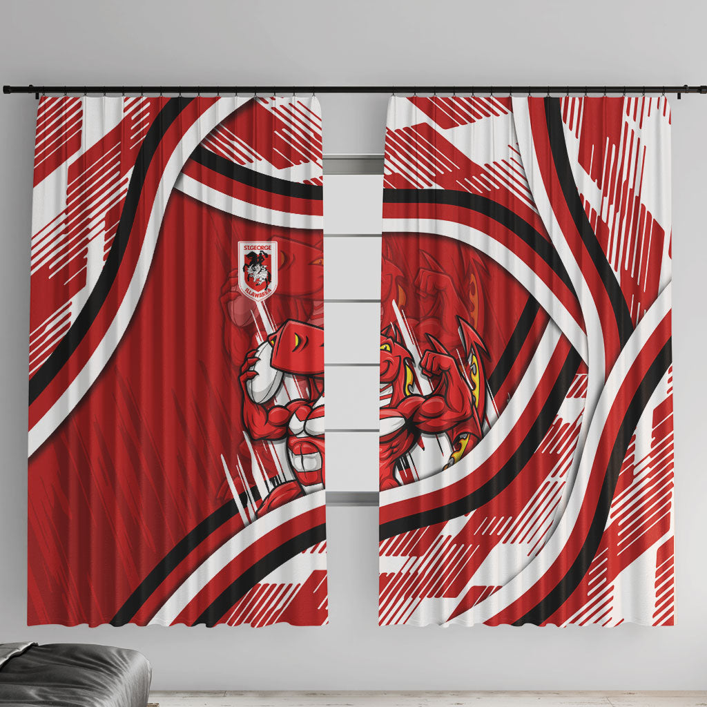 Dragons Rugby Mascot Window Curtain Fierce Athlete Graphic in Sports Style