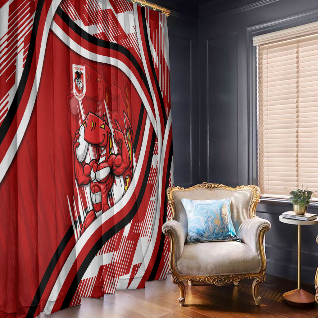 Dragons Rugby Mascot Window Curtain Fierce Athlete Graphic in Sports Style