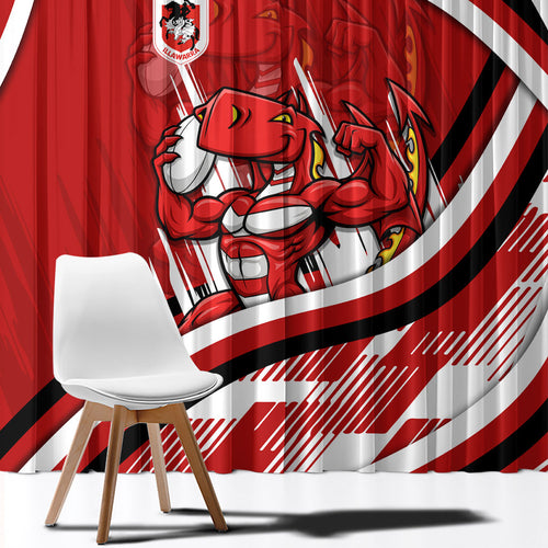 Dragons Rugby Mascot Window Curtain Fierce Athlete Graphic in Sports Style