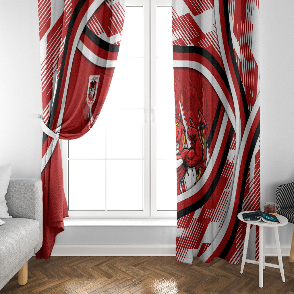 Dragons Rugby Mascot Window Curtain Fierce Athlete Graphic in Sports Style