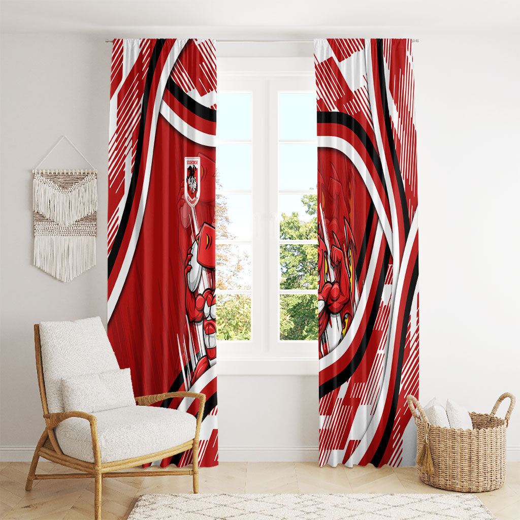 Dragons Rugby Mascot Window Curtain Fierce Athlete Graphic in Sports Style