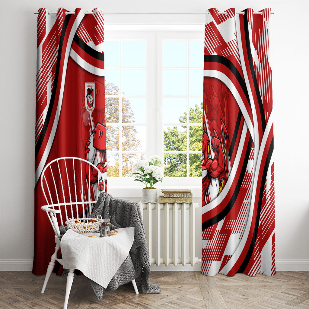 Dragons Rugby Mascot Window Curtain Fierce Athlete Graphic in Sports Style