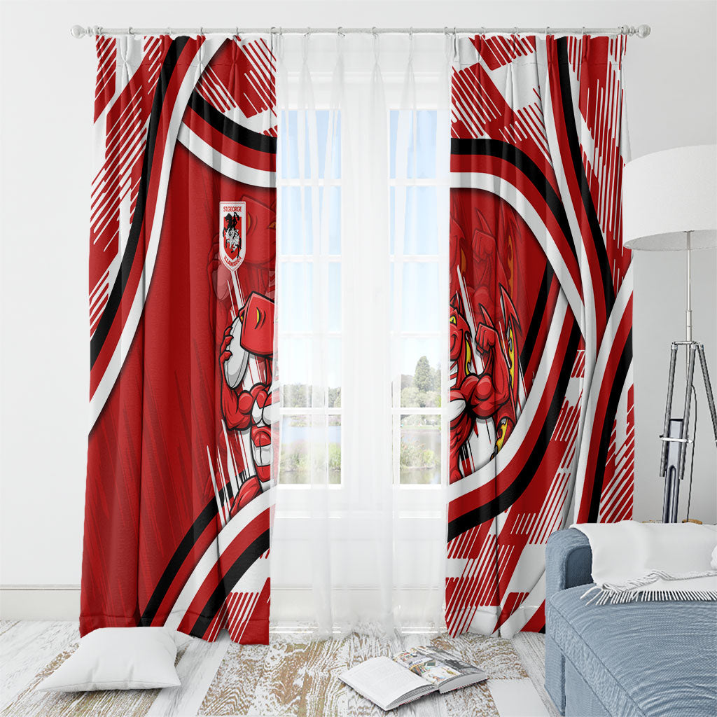 Dragons Rugby Mascot Window Curtain Fierce Athlete Graphic in Sports Style