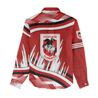 Dragons Rugby Mascot Women Casual Shirt Fierce Athlete Graphic in Sports Style