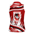 Dragons Rugby Mascot Women Sleeveless Polo Shirt Fierce Athlete Graphic in Sports Style