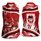 Dragons Rugby Mascot Women Sleeveless Polo Shirt Fierce Athlete Graphic in Sports Style