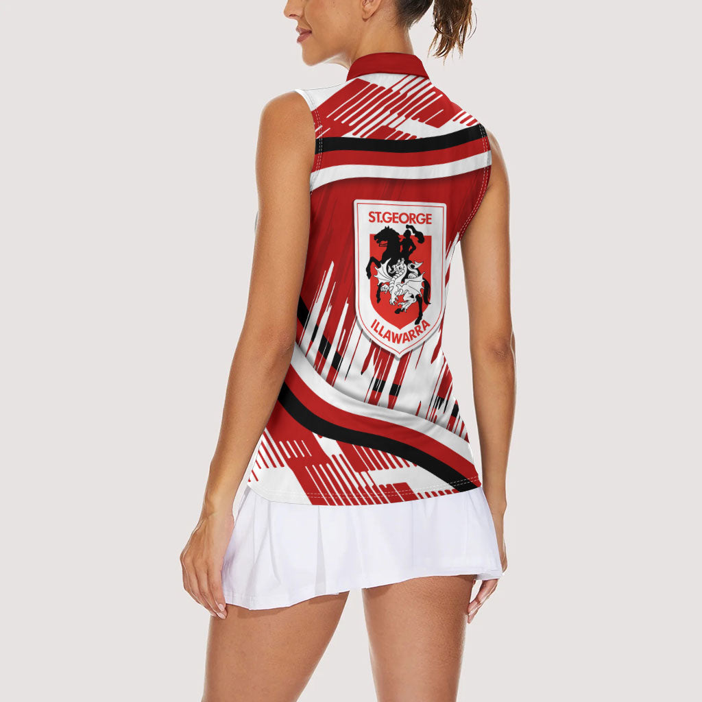 Dragons Rugby Mascot Women Sleeveless Polo Shirt Fierce Athlete Graphic in Sports Style