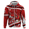 Dragons Rugby Mascot Zip Hoodie Fierce Athlete Graphic in Sports Style