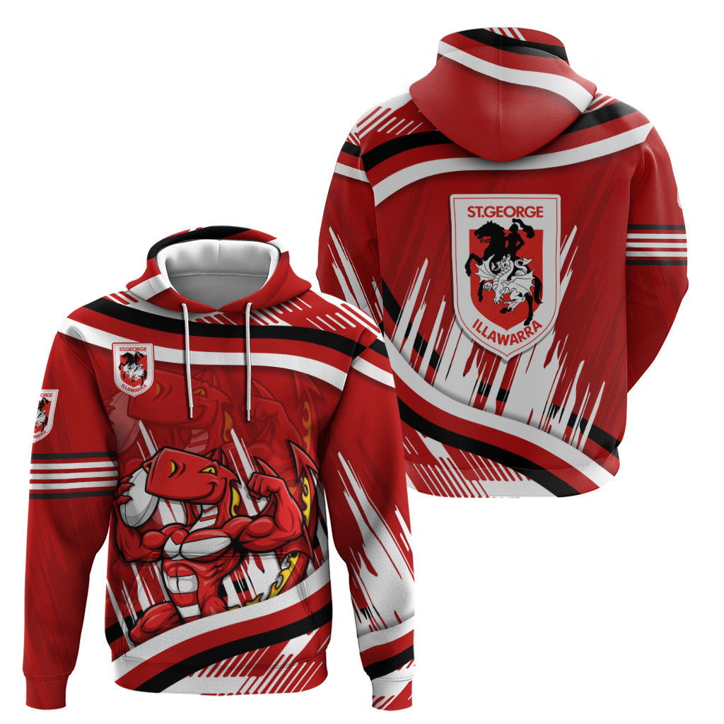 Dragons Rugby Mascot Zip Hoodie Fierce Athlete Graphic in Sports Style