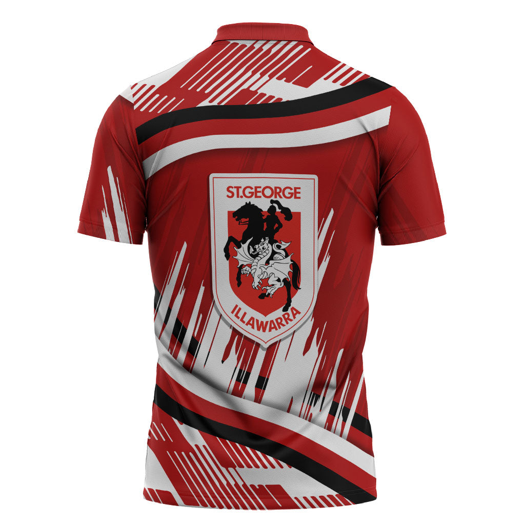 Dragons Rugby Mascot Zipper Polo Shirt Fierce Athlete Graphic in Sports Style