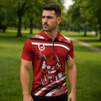 Dragons Rugby Mascot Zipper Polo Shirt Fierce Athlete Graphic in Sports Style