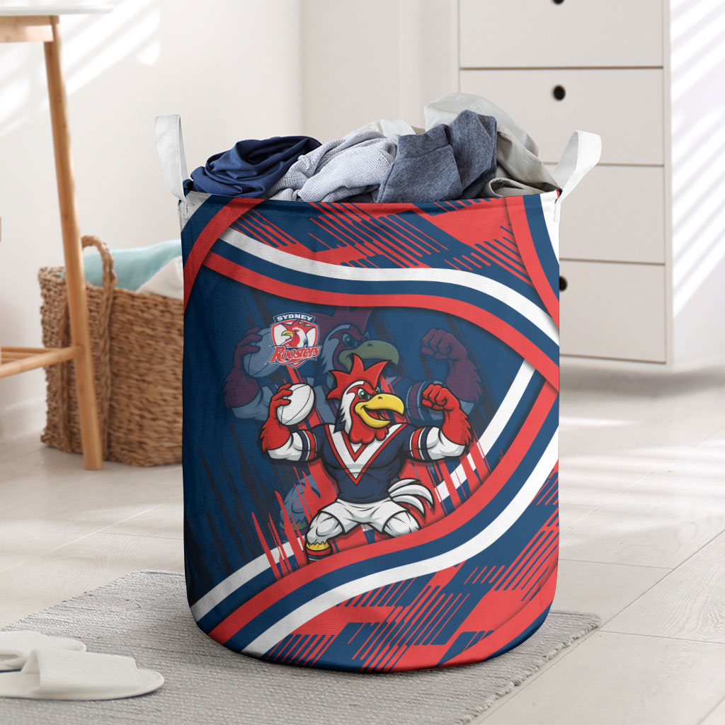 Roosters Rugby Mascot Laundry Basket Fierce Athlete Graphic in Sports Style
