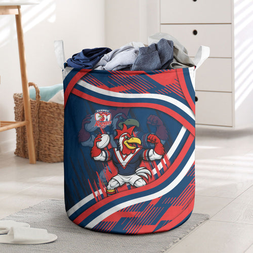 Roosters Rugby Mascot Laundry Basket Fierce Athlete Graphic in Sports Style