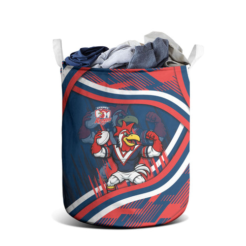 Roosters Rugby Mascot Laundry Basket Fierce Athlete Graphic in Sports Style