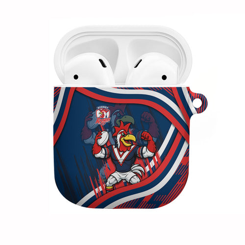 Roosters Rugby Mascot AirPods Case Fierce Athlete Graphic in Sports Style