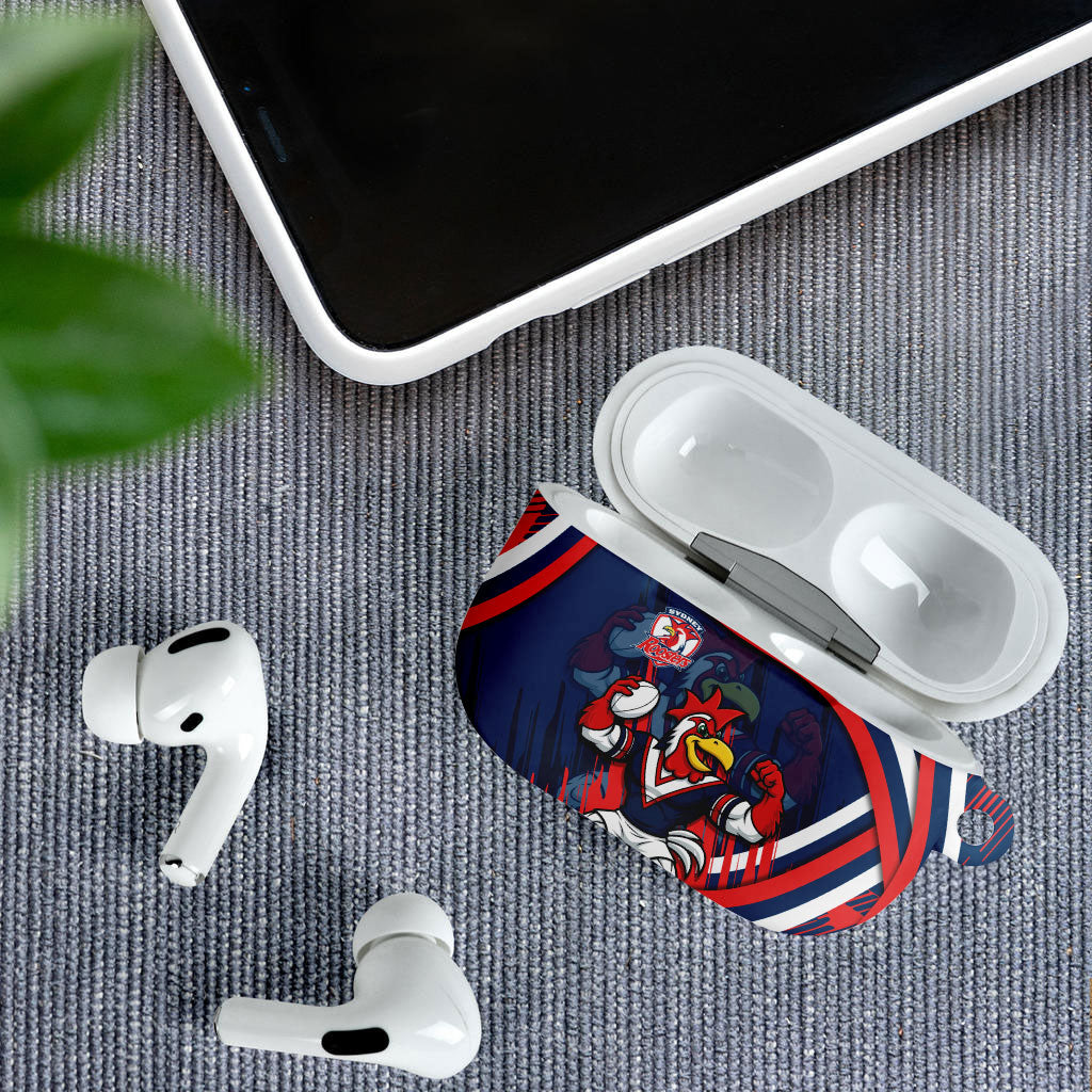 Roosters Rugby Mascot AirPods Case Fierce Athlete Graphic in Sports Style