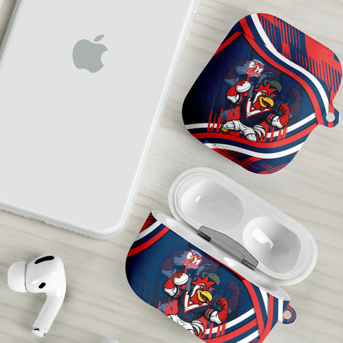 Roosters Rugby Mascot AirPods Case Fierce Athlete Graphic in Sports Style