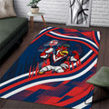 Roosters Rugby Mascot Area Rug Fierce Athlete Graphic in Sports Style