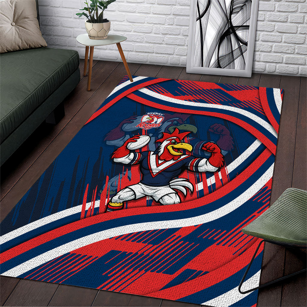 Roosters Rugby Mascot Area Rug Fierce Athlete Graphic in Sports Style