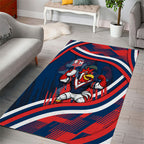 Roosters Rugby Mascot Area Rug Fierce Athlete Graphic in Sports Style