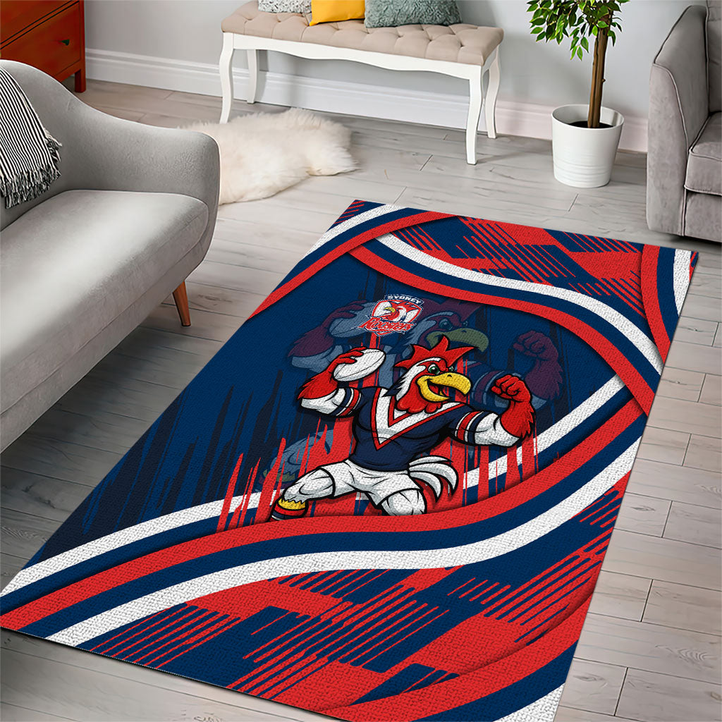 Roosters Rugby Mascot Area Rug Fierce Athlete Graphic in Sports Style