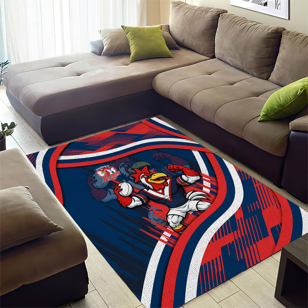 Roosters Rugby Mascot Area Rug Fierce Athlete Graphic in Sports Style