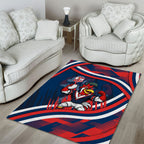 Roosters Rugby Mascot Area Rug Fierce Athlete Graphic in Sports Style