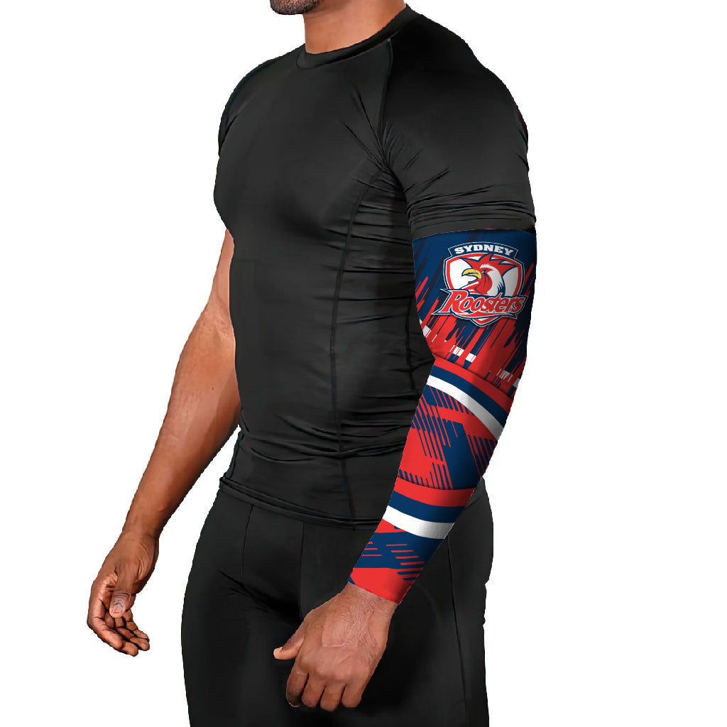 Roosters Rugby Mascot Arm Sleeves Fierce Athlete Graphic in Sports Style
