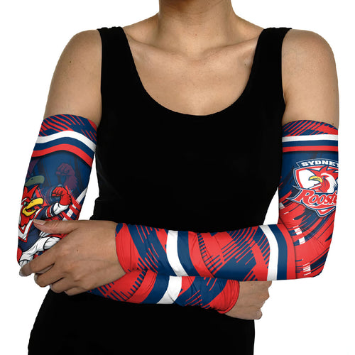 Roosters Rugby Mascot Arm Sleeves Fierce Athlete Graphic in Sports Style