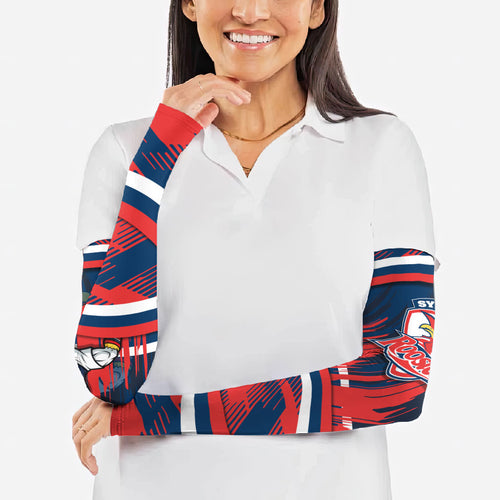 Roosters Rugby Mascot Arm Sleeves Fierce Athlete Graphic in Sports Style