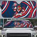 Roosters Rugby Mascot Auto Sun Shade Fierce Athlete Graphic in Sports Style