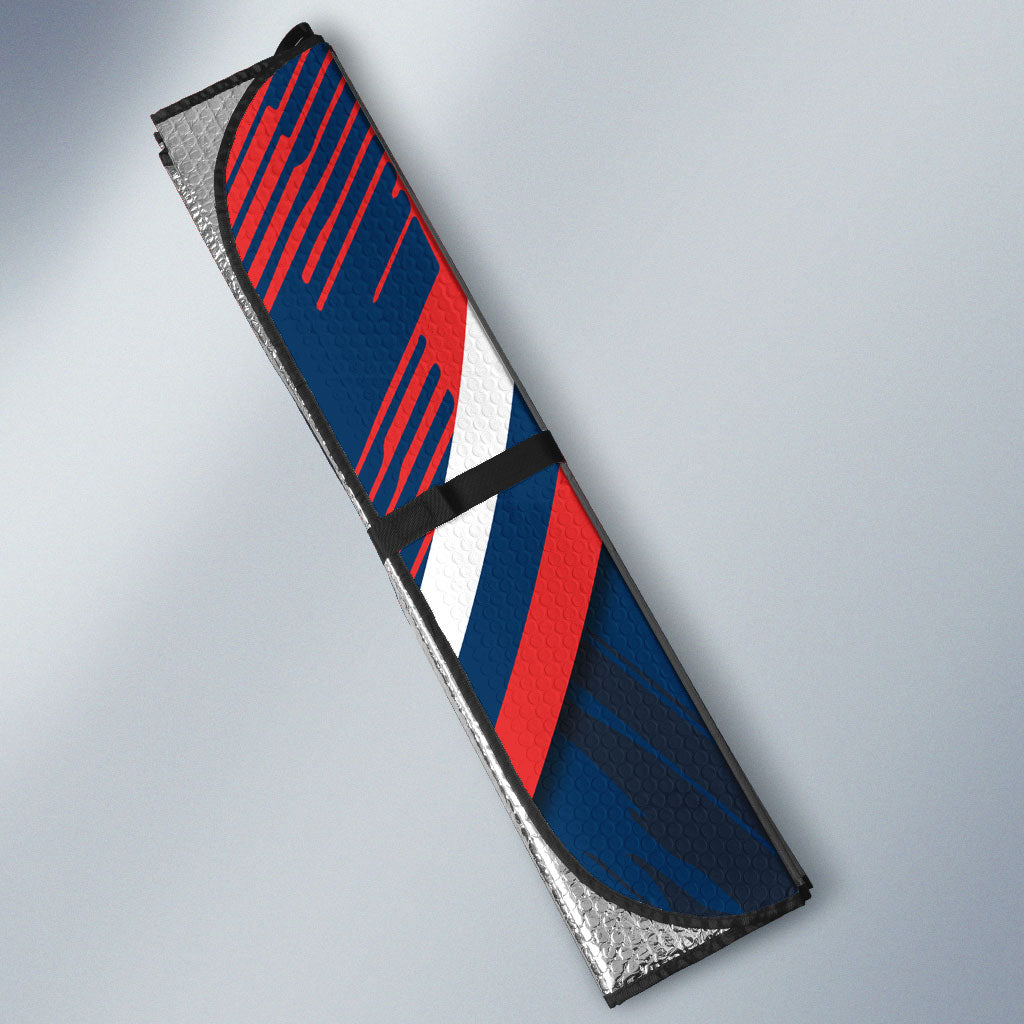 Roosters Rugby Mascot Auto Sun Shade Fierce Athlete Graphic in Sports Style