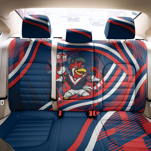 Roosters Rugby Mascot Back Car Seat Cover Fierce Athlete Graphic in Sports Style