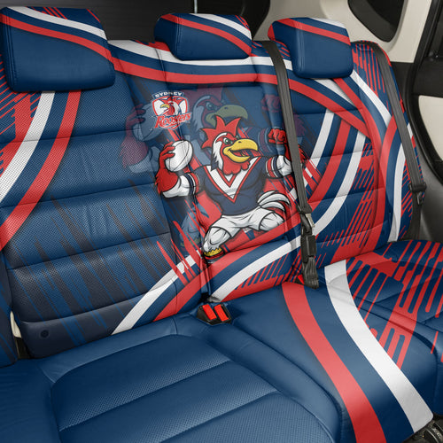 Roosters Rugby Mascot Back Car Seat Cover Fierce Athlete Graphic in Sports Style