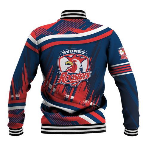 Roosters Rugby Mascot Baseball Jacket Fierce Athlete Graphic in Sports Style