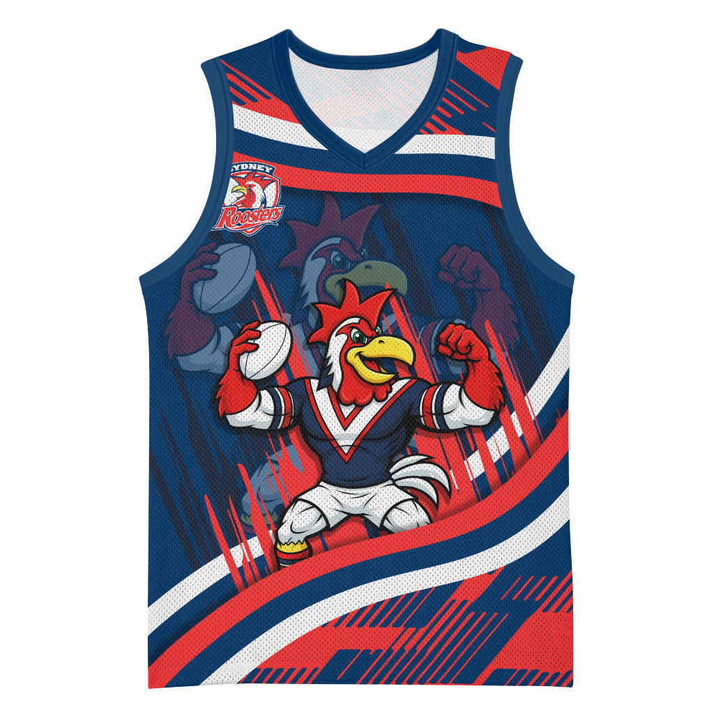 Roosters Rugby Mascot Basketball Jersey Fierce Athlete Graphic in Sports Style