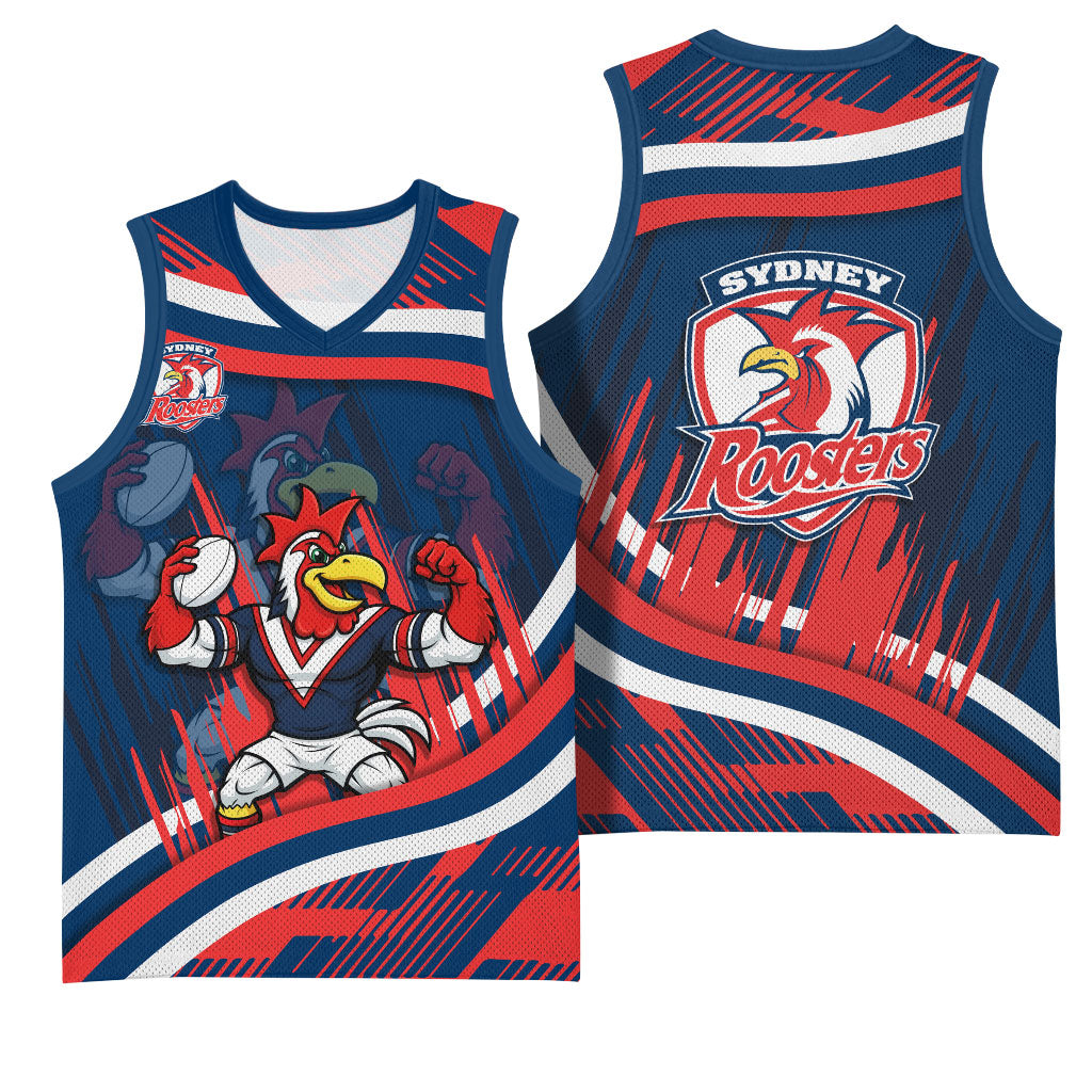 Roosters Rugby Mascot Basketball Jersey Fierce Athlete Graphic in Sports Style